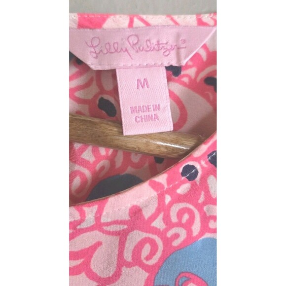 Lilly Pulitzer  Silk Blouse Women's Medium Pink Floral Buttons - Picture 4 of 8